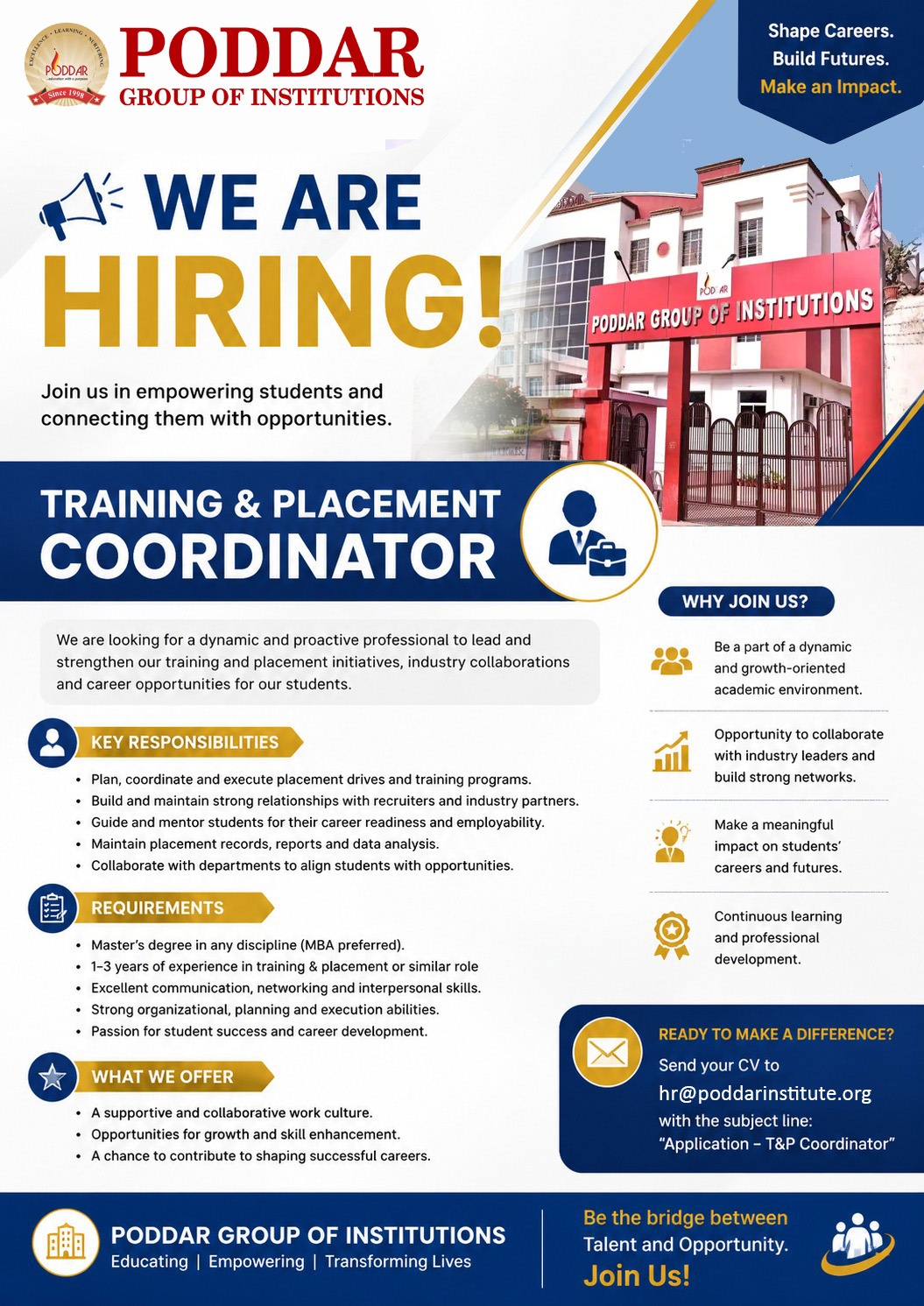 We Are Hiring: Training & Placement Coordinator 🎓💼